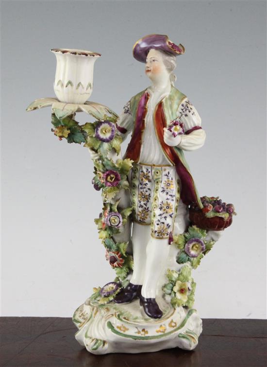 A Derby porcelain candlestick figure, late 18th century, 25cm